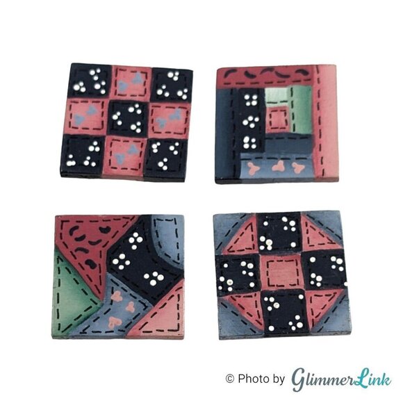 Vintage Square Wooden Rustic Country Cottagecore Style Button Covers - Picture 1 of 8